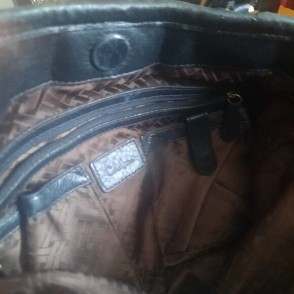 Cole Haan Dark Brown Pebbled Leather Convertible Tote Bag Hobo - Picture 6 of 7